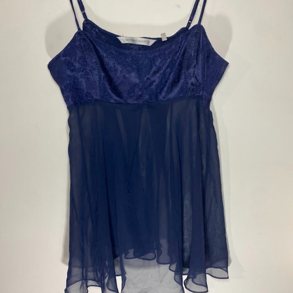 Victoria's Secret Vintage Blue Lingerie Babydoll Chemise Tank